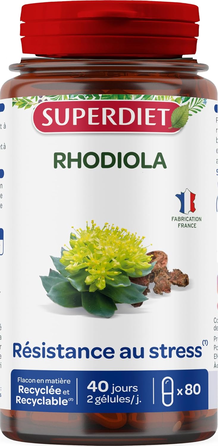 SUPERDIET – RHODIOLA – Stress resistance – Herbal medicine – Made in France – 80 capsules SUPERDIET – RHODIOLA – Stress resistance – Herbal medicine – Made in France – 80 capsules