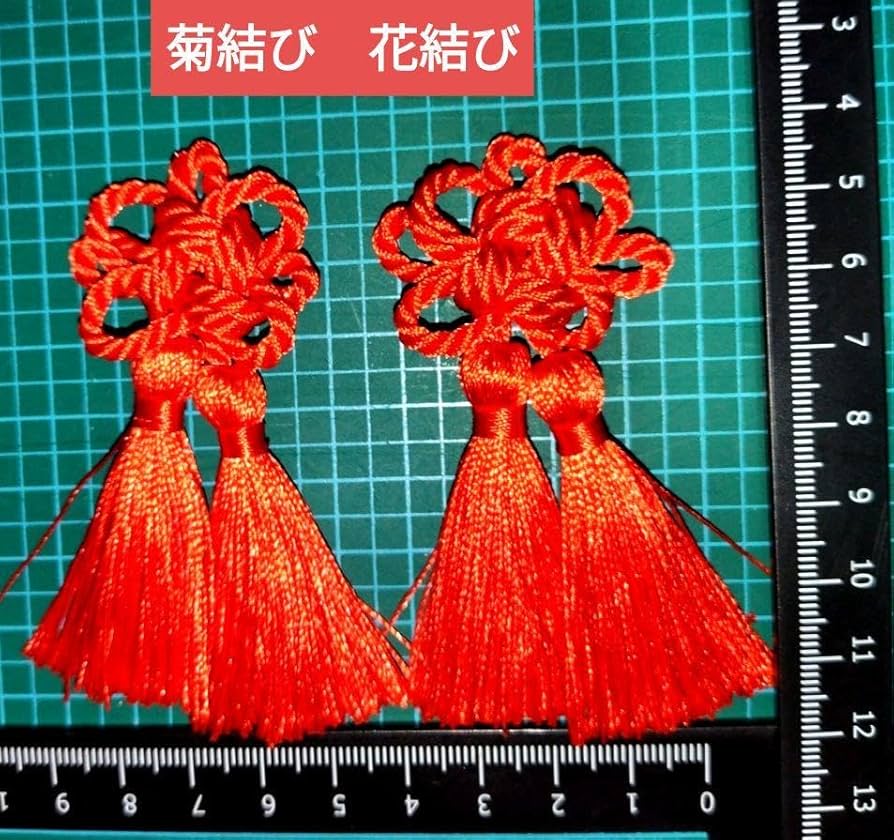 【 被布飾り 】＊菊結びの紐飾り＊ 被布飾り ］二重菊結びの紐飾り♪七五三に♪(青×カーキ) - メルカリ