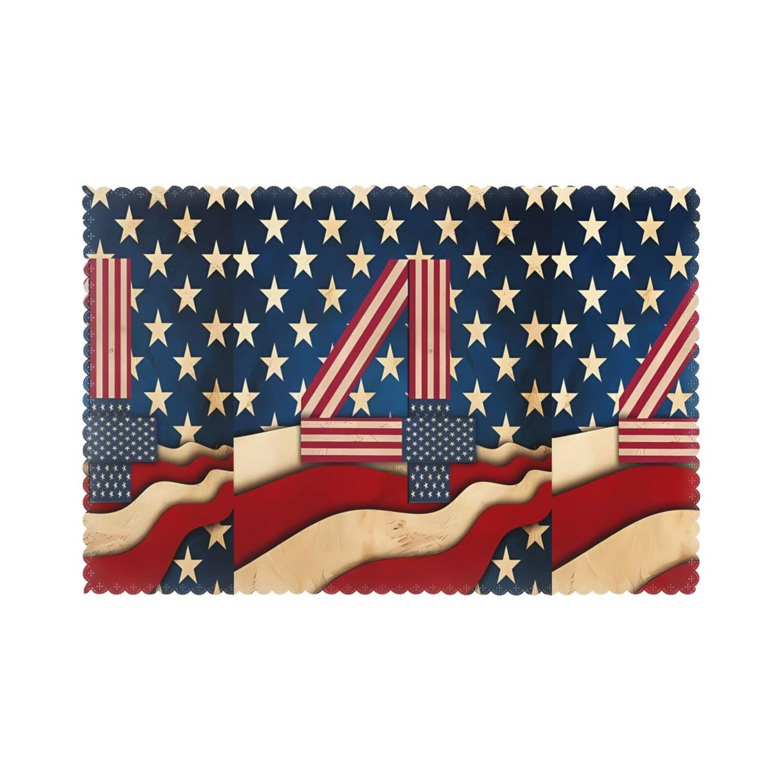 HJFCZH 4th of July Patriotic Flag Prints Placemats Set of 6 12x18in – A Great Housewarming Gift for a Warm & Stylish Home