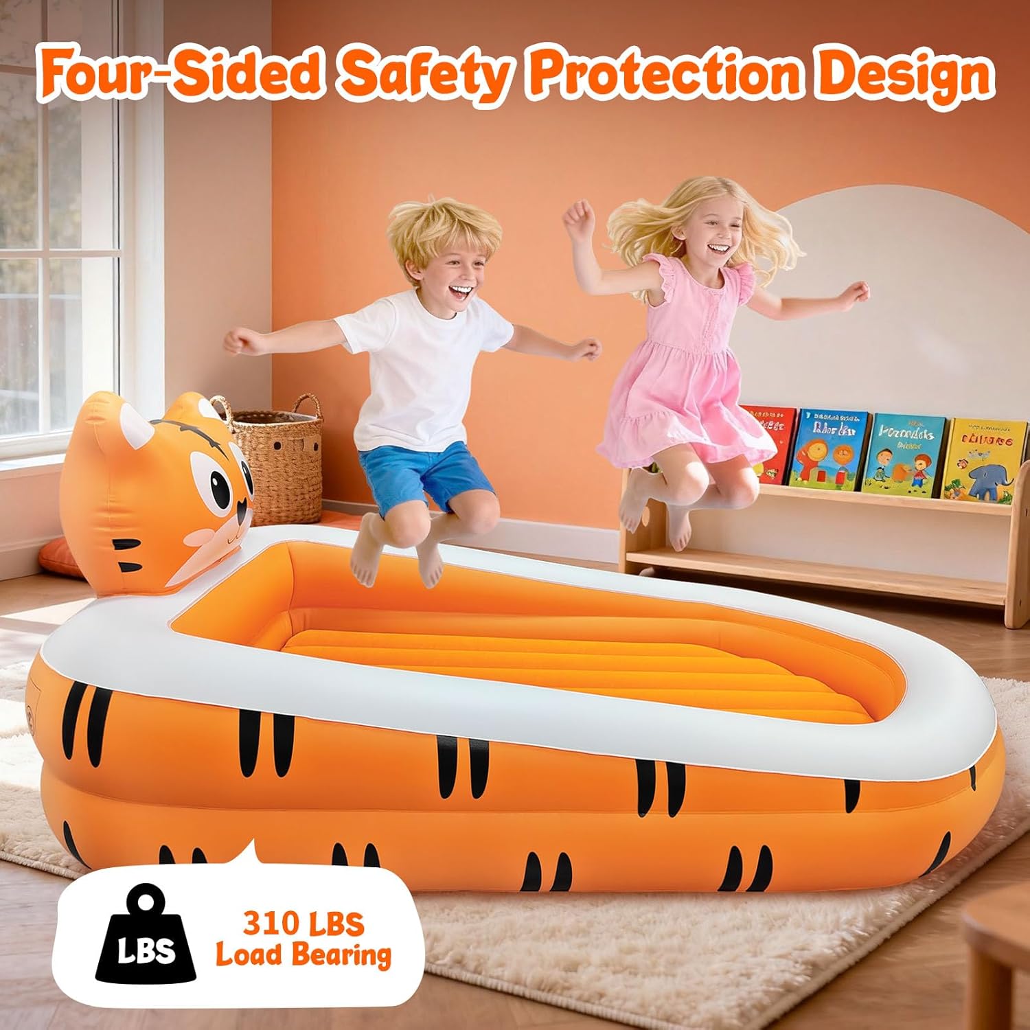 ABCKEY Toddler Portable Inflatable with Hand Pump, Detachable Design, Soft Surface for Camping, Travel, Home Comfort