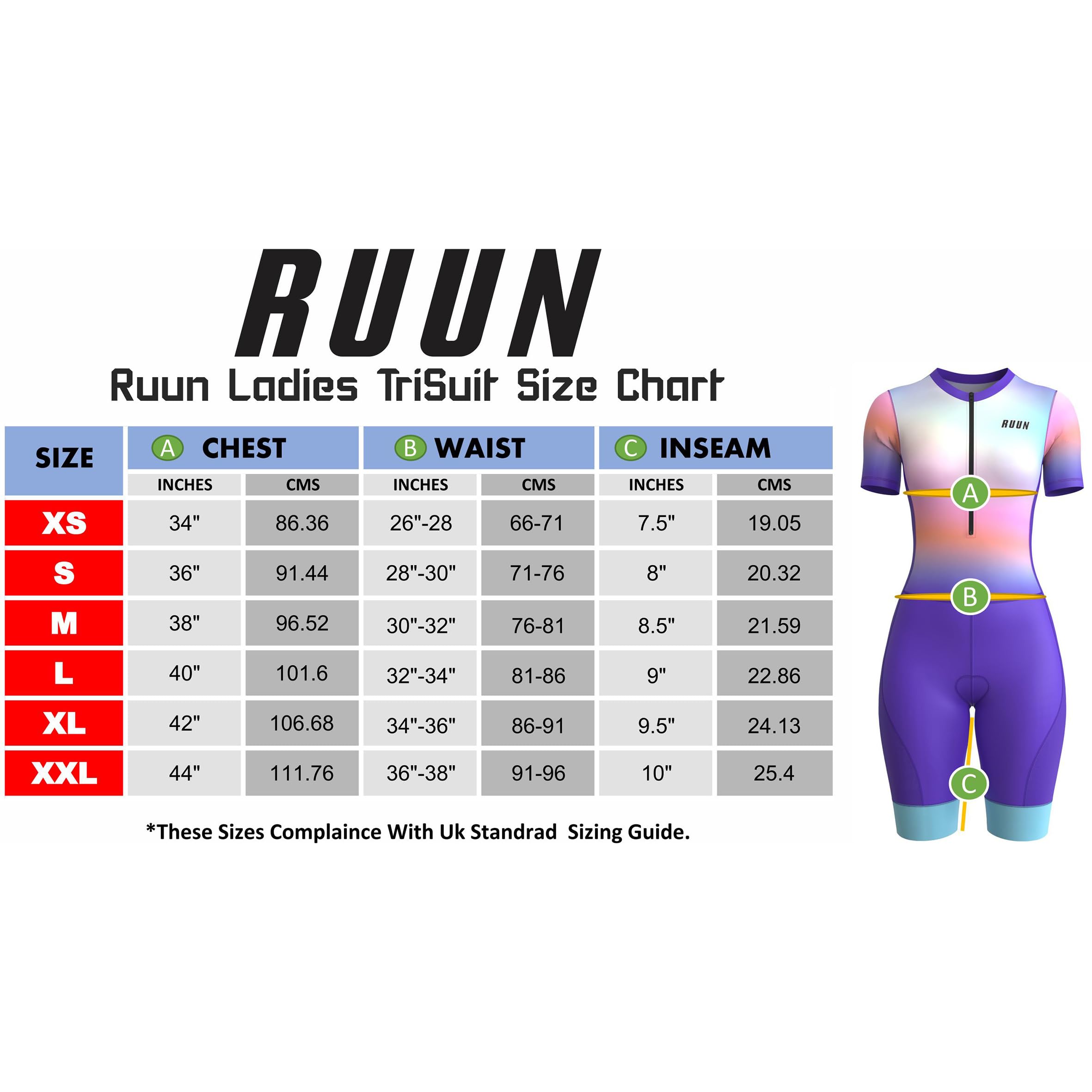 RUUN Traje de ciclismo para mujer, media manga con bolsillos, malla de triatlón, acolchado, con banda de fuerza y pinzas para las piernas