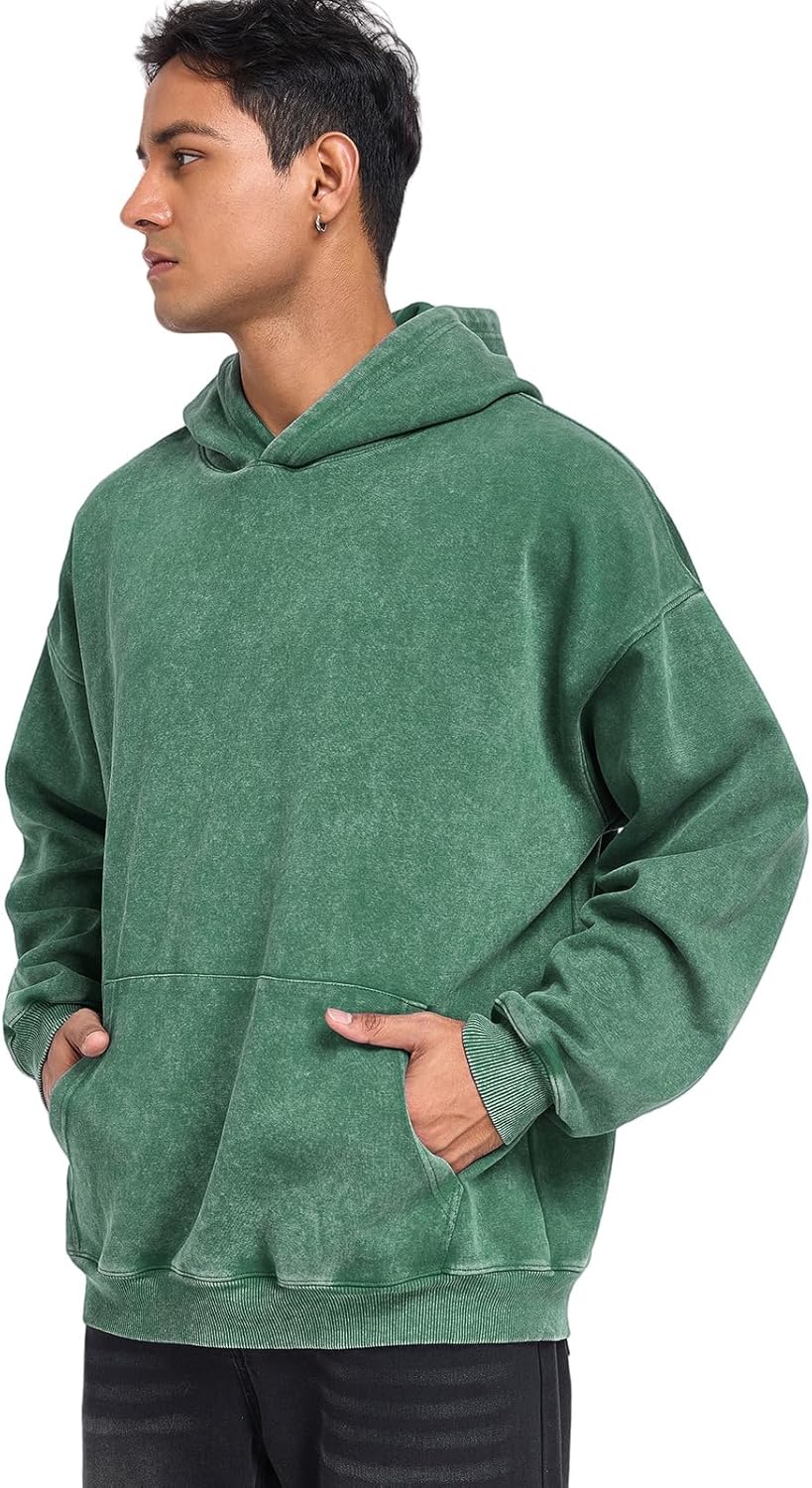 Mens Hoodies Pullover Oversized Hoodie Plush Cotton Hooded Couples Vintage Trendy Washed Streetwear Sweatshirt - Image 3