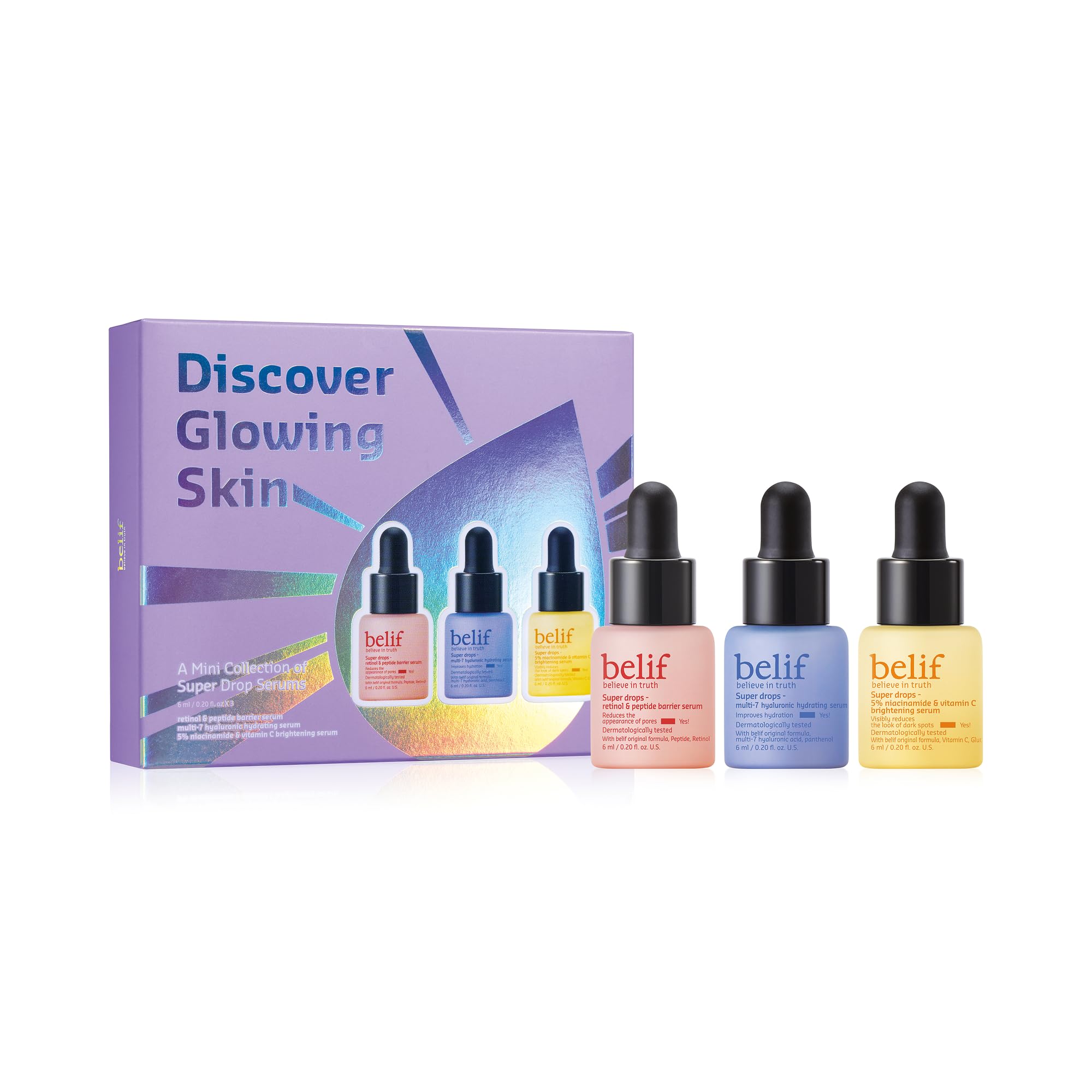 belif Super drops - discover glowing skin mini kit, Multicolor, 18 ml (Pack of 1)