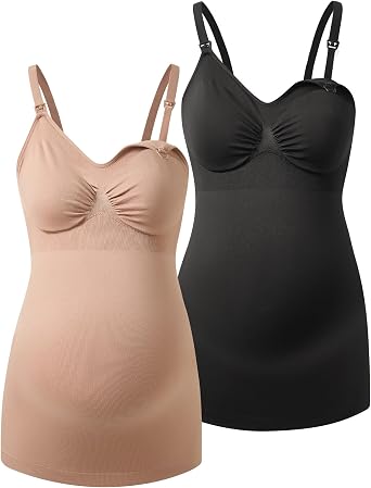 HOFISH Nursing Tank Tops with Built-in Shelf Bra, Pads Not Included