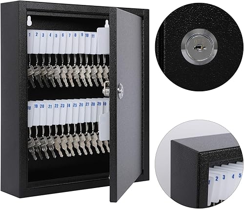 Miniatura 4 de KYODOLED Caja de bloqueo de almacenamiento para llaves con llave, gabinete de llave de bloqueo, soporte de pared para 60 llaves con cerradura para