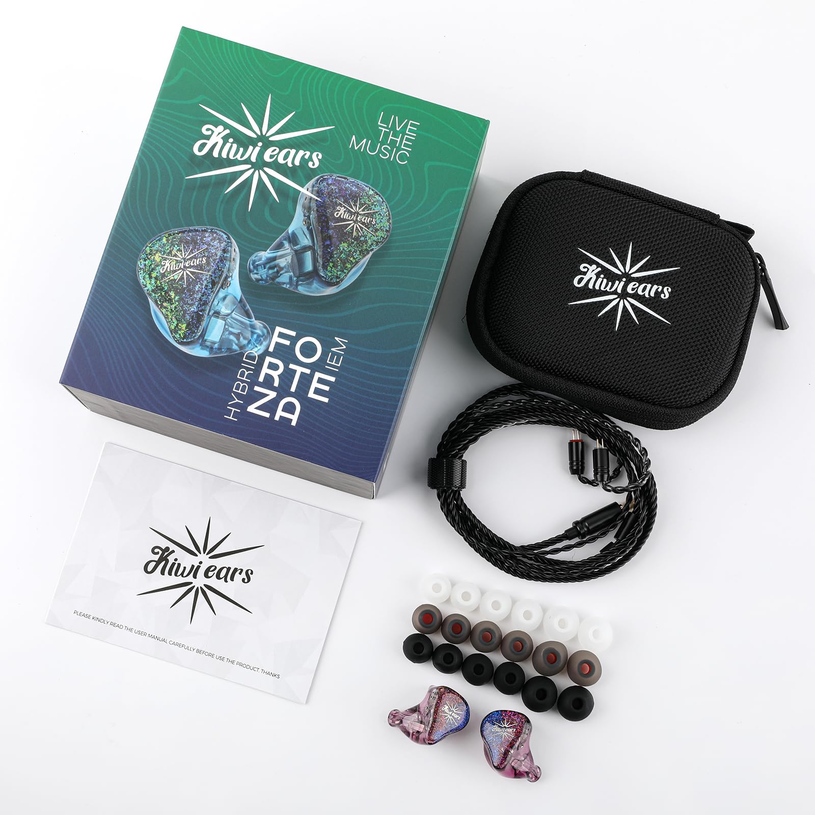 LINSOUL Kiwi Ears Forteza Auriculares Hi-Fi 1BA+2DD, In Ear Monitor con Cable, para Gaming y Musica (morado)