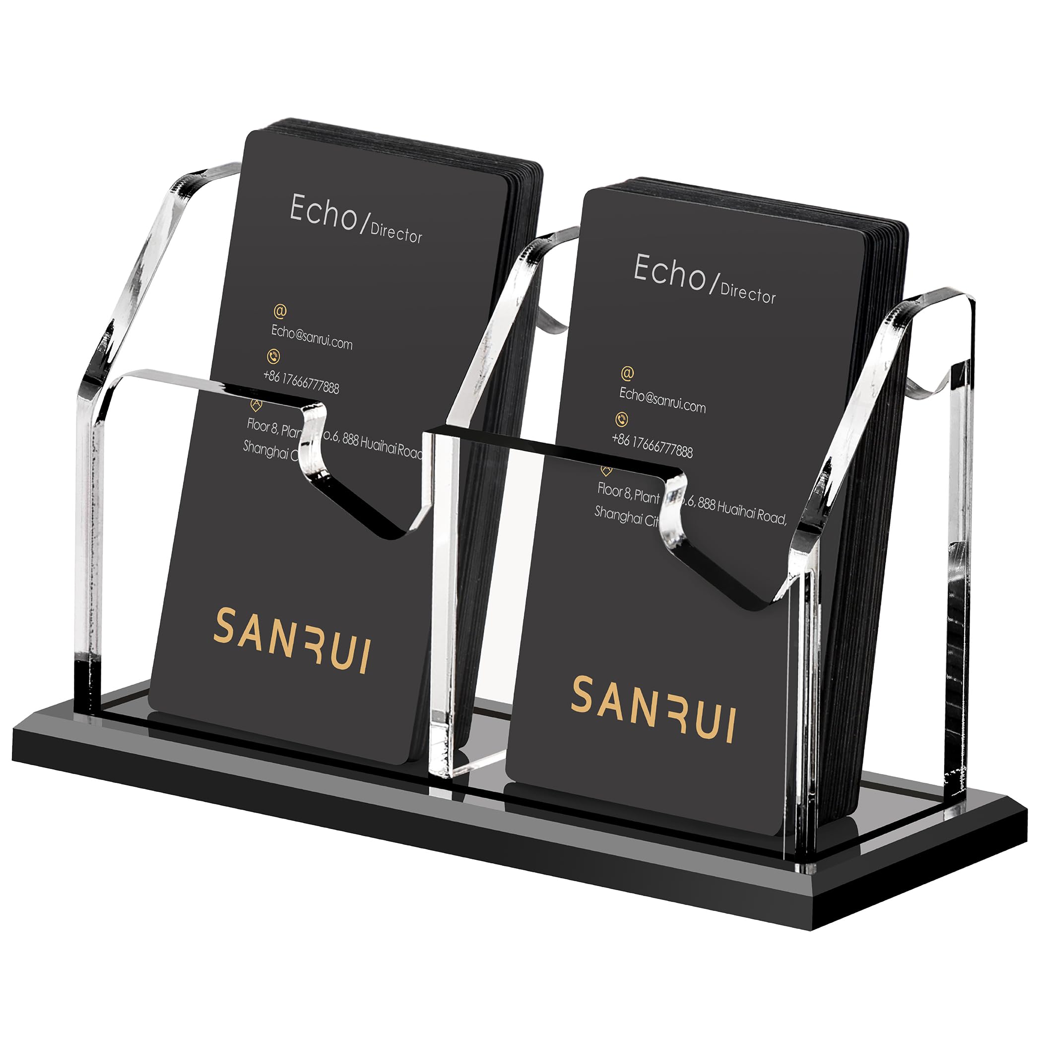 Black Acrylic Business Card Holder - Desk Organizer -11 Black Acrylic Business Card Holder - Desk Organizer -11