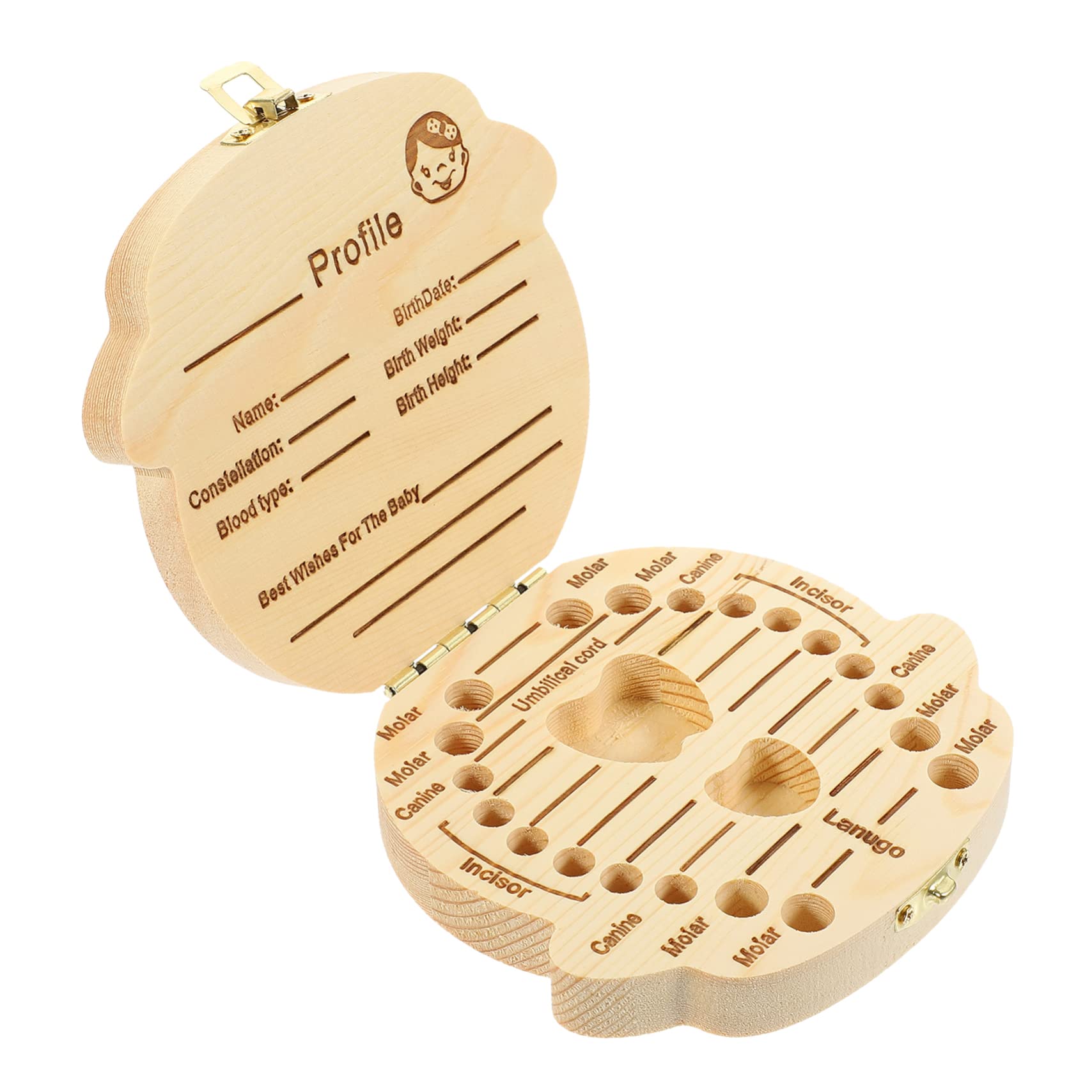 Beatifufu Baby Teeth Box Case Wooden Baby Memorial Storage Case for Boys and Girls Infants Safe Durable Smooth Surface