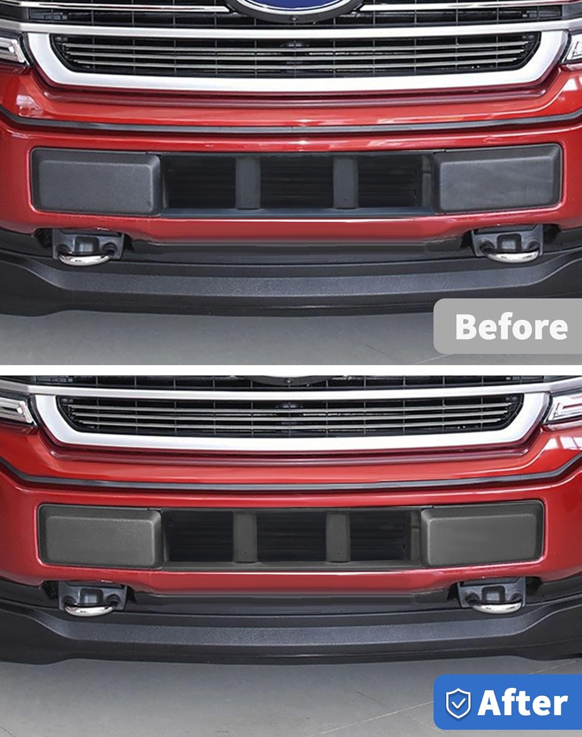 Front Bumper Cover Lower Grille Trim Panel Cover Trim End Kit Fit For 2018-2020 Ford F150, Black
