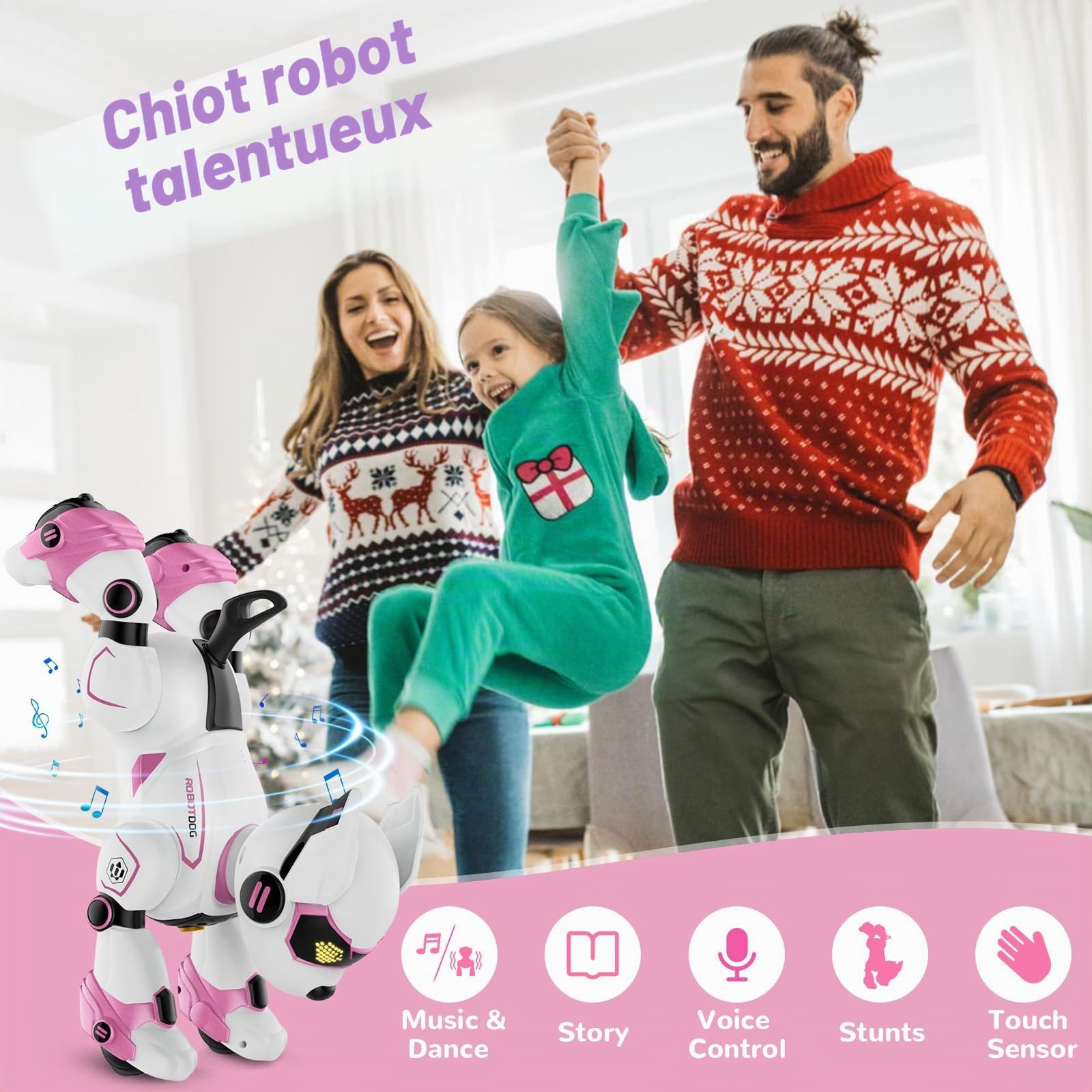 PRANITE Chien Robot Programmable Télécommandé Rechargeable pour Enfants
