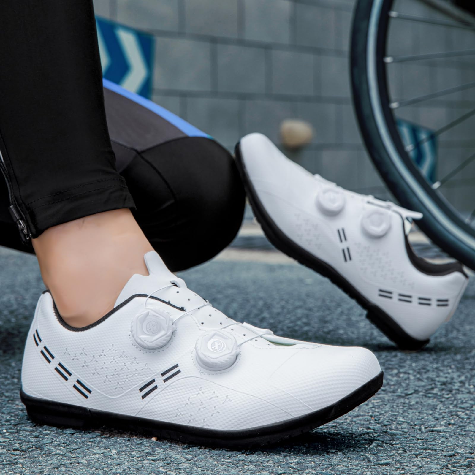 JiuQing Męskie buty rowerowe buty rowerowe z płaskimi pedałami oddychające codzienne szosowe górskie do jazdy po mieście