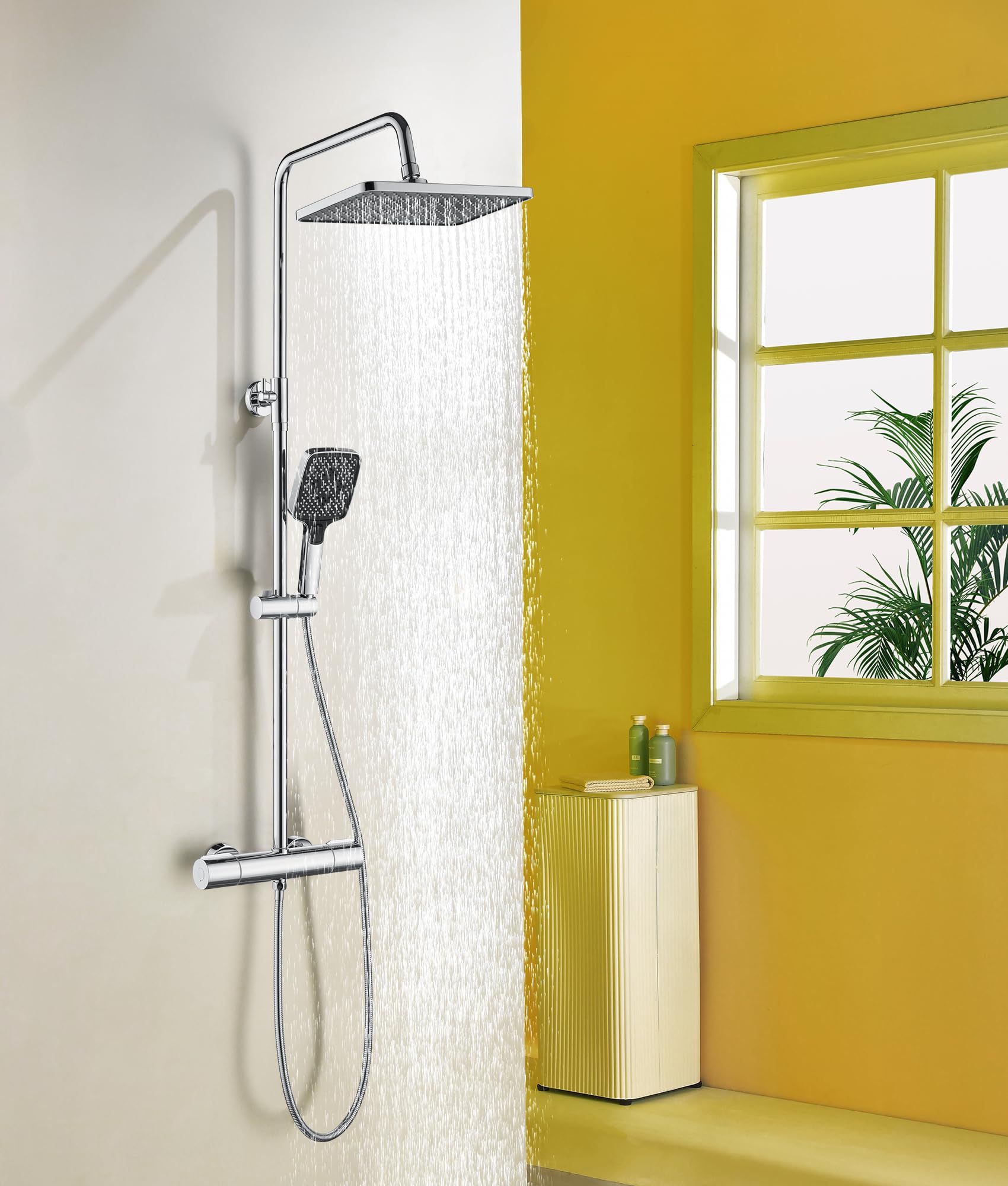 Rosa Exposed Thermostatic Shower Mixer Bathroom Twin Head Round