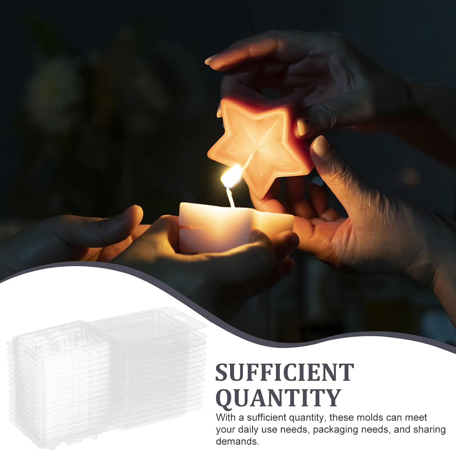 Plastic Clamshell Candle Making Mold for Wax Cubes 50pcs