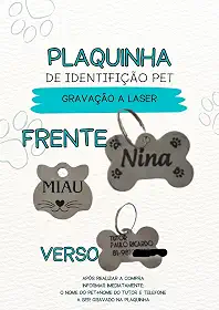 Genérico - Plaquinha de Identificação PET Gravação a Laser Com Nome do PET (ossinho)