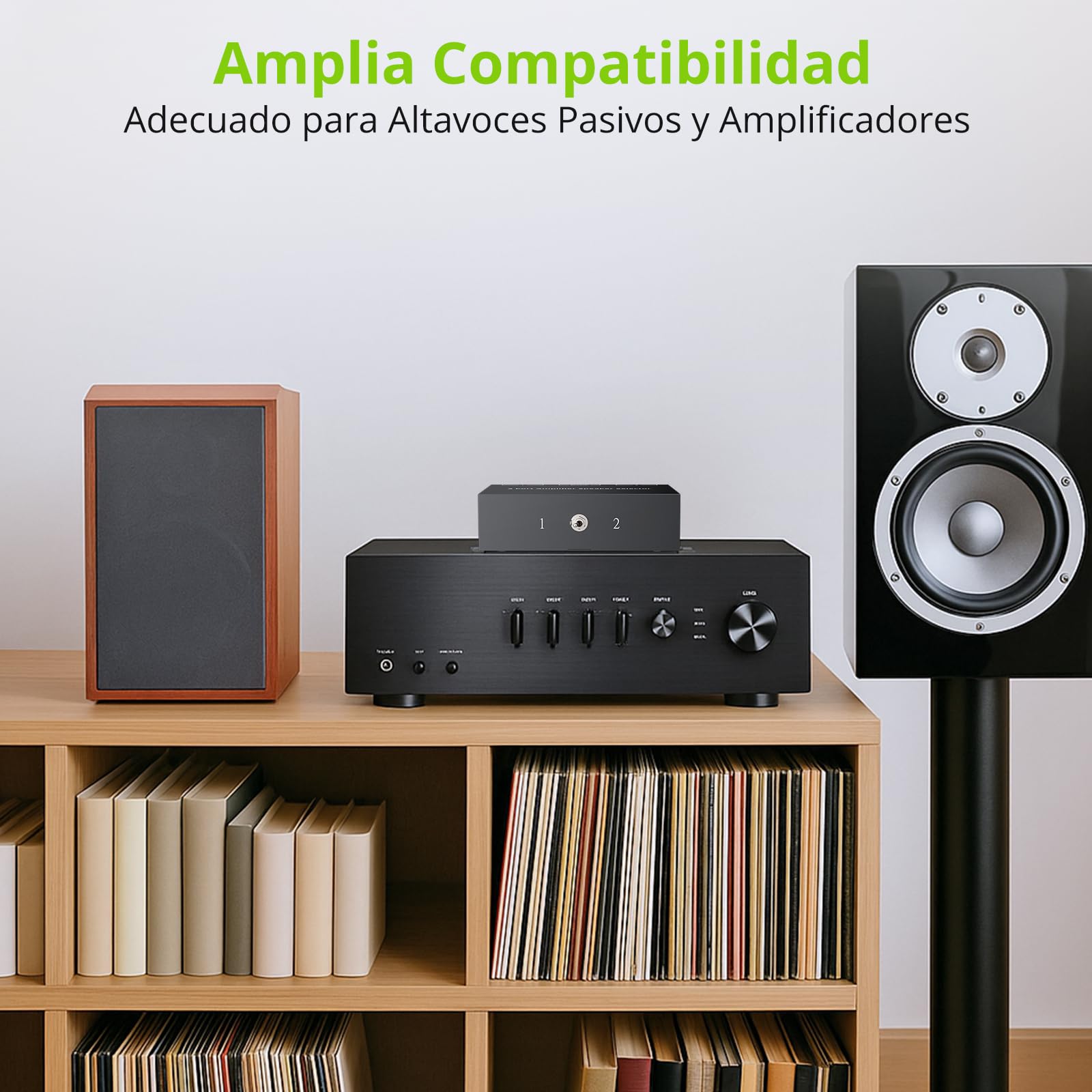 LiNKFOR Conmutador de Audio Bidireccional,Selector de Amplificador 2(1)-In-1(2)-out con 1/2 Switch Conector Banana Chapado en Oro Audio Switcher para Amplificador y Altavoces Pasivos