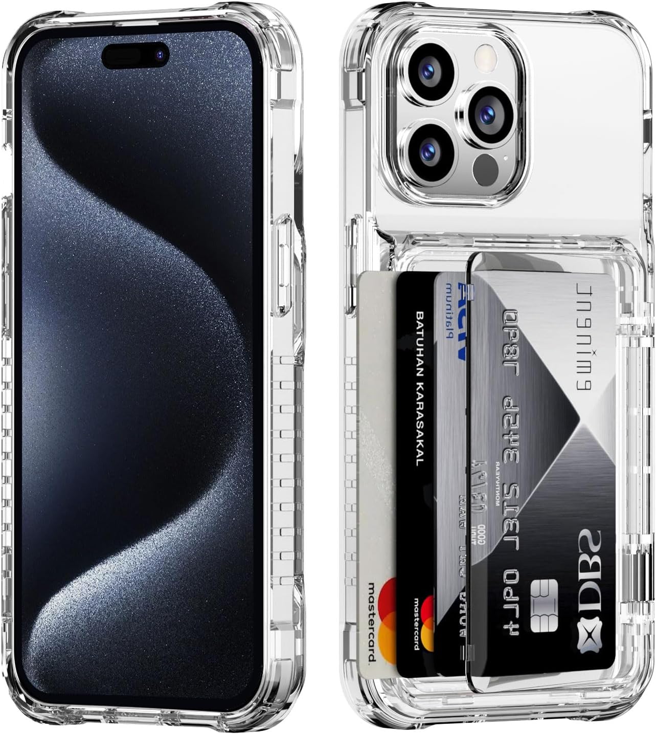 ACANDYA for iPhone 15 Pro Case Wallet Clear Protective Phone Case with Credit Card Holder Heavy Duty Protection Shockproof Anti-Scratch Anti-Yellow Cover for iPhone 15 Pro 6.1 inches Transparent