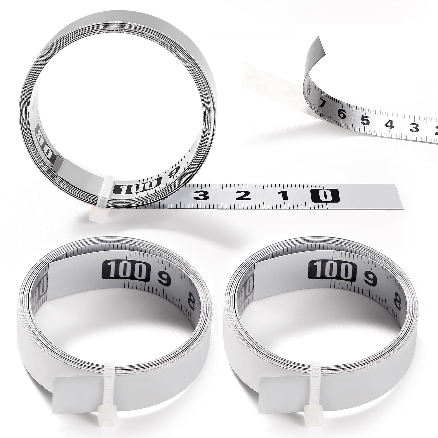 YIXISI 3 Stücke 1m Selbstklebendes Maßband, Metrisches Zum Aufkleben, Rechts Nach Links, für T-Schienen-Fräser Tischsäge, Holzbearbeitungswerkzeug, Silber