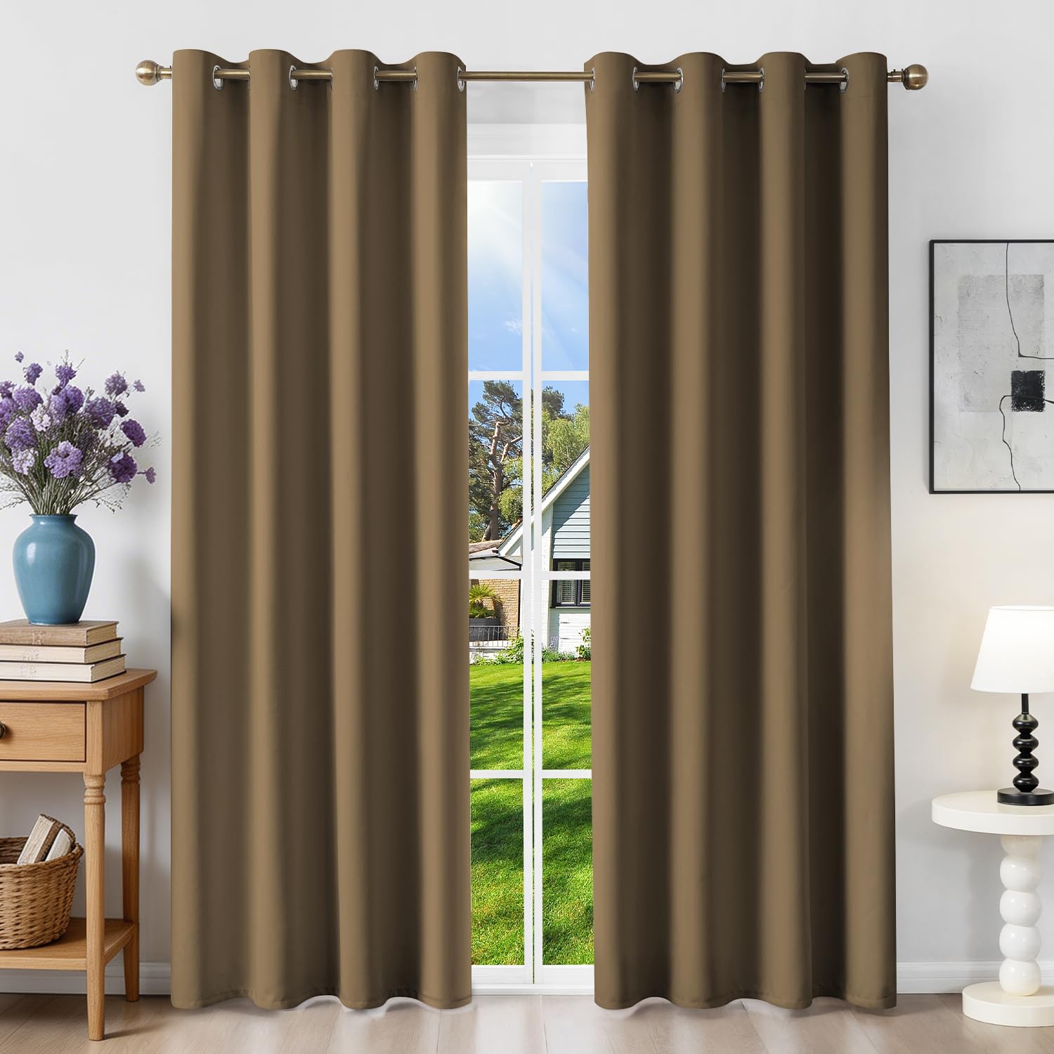 Runyéla Verdunklungsvorhänge mit Ösen Gardinen 2er Set, Vorhänge Blickdicht Thermovorhang Hitzeschutz, Ösenvorhang Thermogardine für Schlafzimmer Wohnzimmer Blackout Curtain