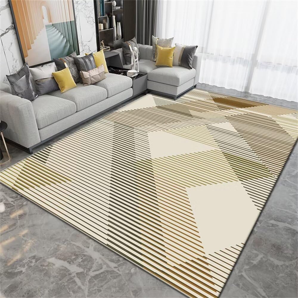Tapis de salle à manger gris-jaune 140x200cm anti-décoloration