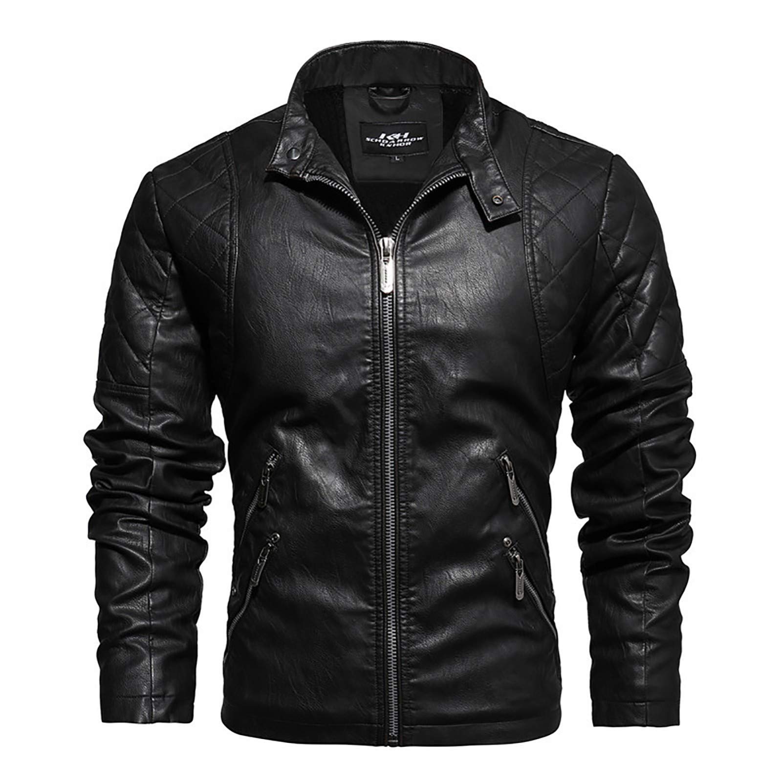 Giacca da Moto con Protezioni,Giacca in pelle retrò tendenza PU giacca stile nostalgico europeo e americano Certificata CE