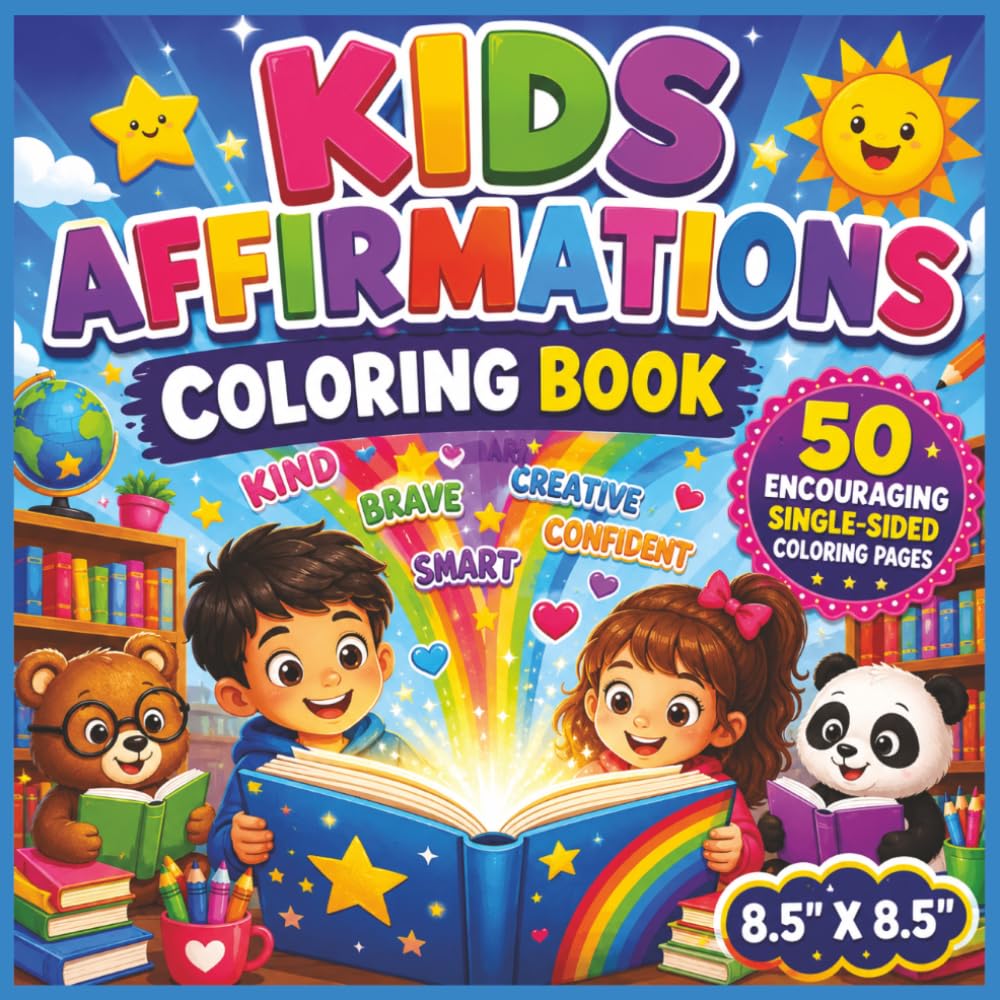 kids affirmations Coloring Book: Positive, Uplifting, and Confidence-Building Coloring Adventures for Kids | Inspiring Affirmations, Fun Designs, ... Kindness, Courage, Gratitude, and Growth.