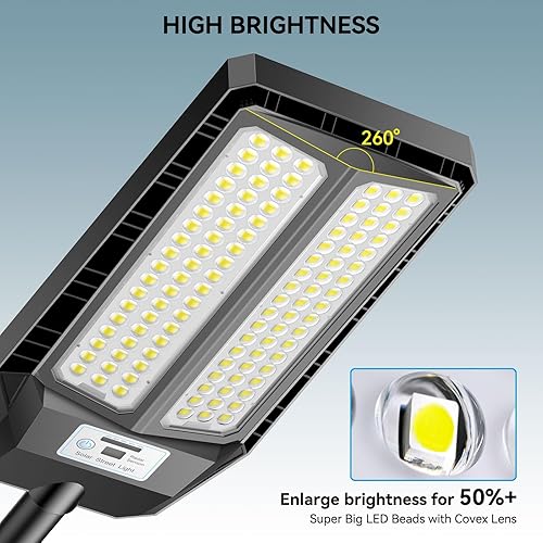 Miniatura 5 de Luces solares de calle de 5000 W para exteriores, luz solar de 7000 K para exteriores, luz de calle LED del atardecer al amanecer, lámpara LED gran