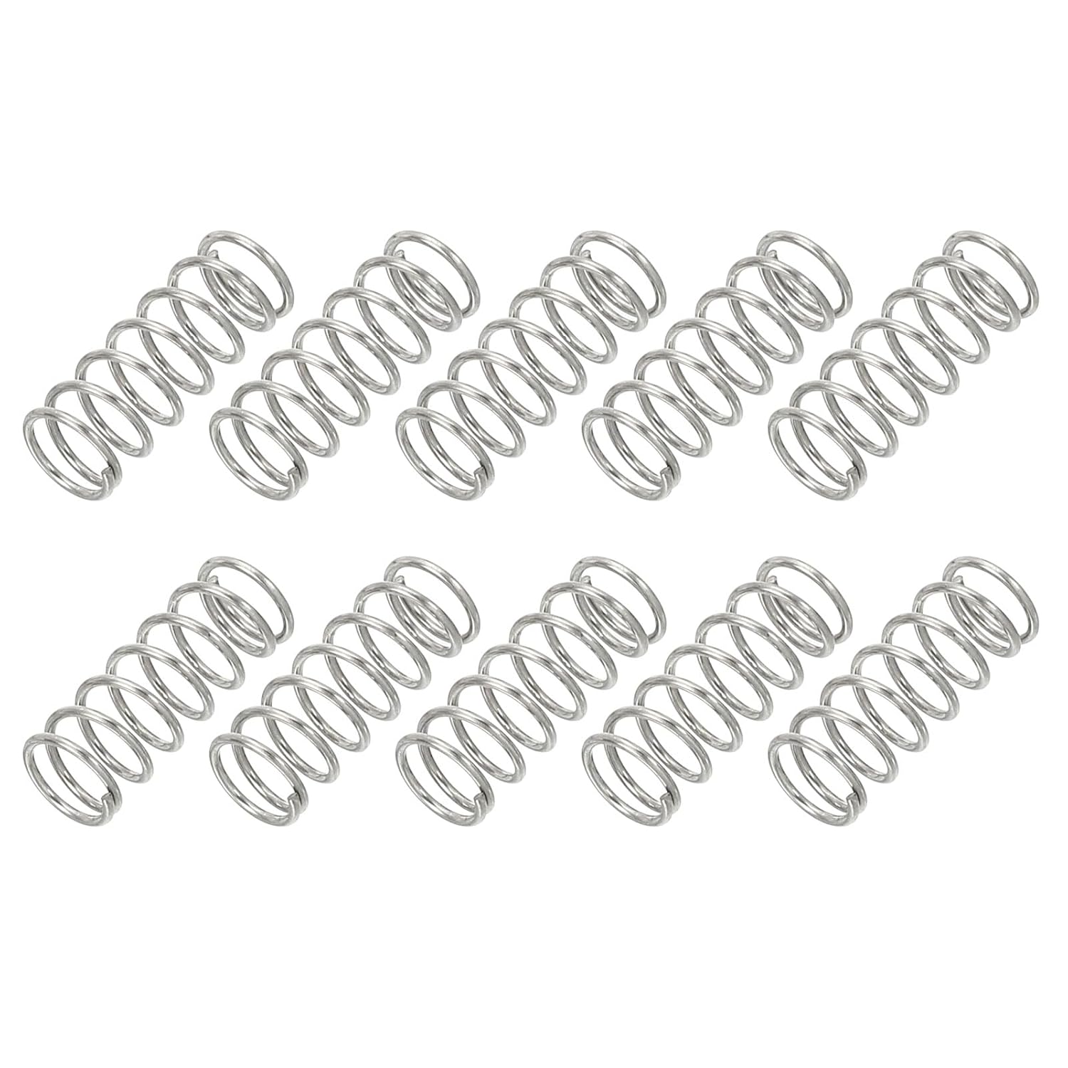 PATIKIL Compression Spring, 0.6mm Wire Dia x 6mm OD x 15mm L, 10 Pcs 304 Stainless Steel Mechanical Extension Small Springs Pen Springs Assortment Kit for Shop and Home Repairs