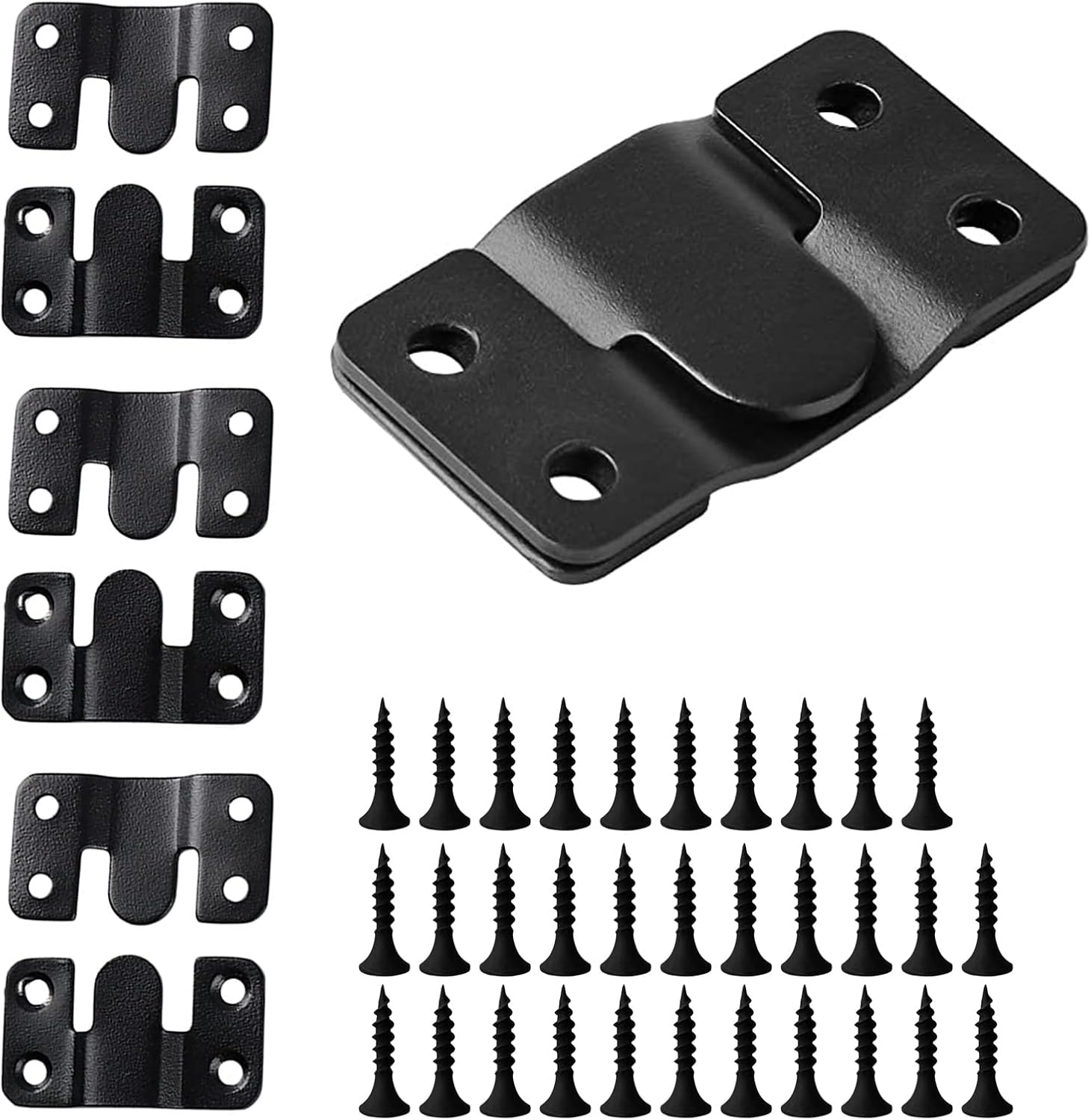 Stainless Steel Picture Hangers,Photo Frame Hanging Hook Z Shaped Clip Bracket Furniture,4 Sets Flush Mount Bracket Wall Mount Hardware,French Cleat for Mirror, Photo Shelf and Cabinet (Black)