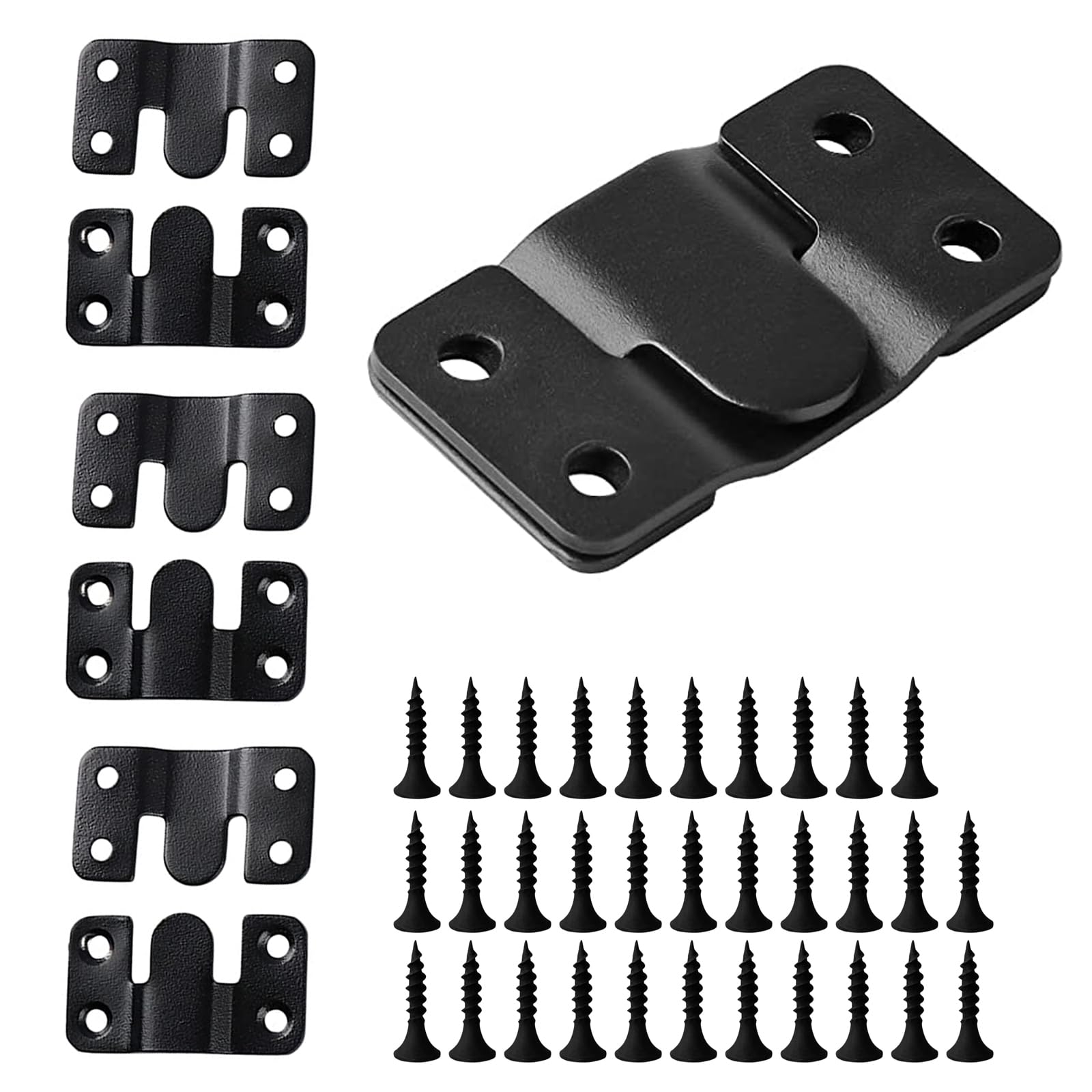 Stainless Steel Picture Hangers,Photo Frame Hanging Hook Z Shaped Clip Bracket Furniture,4 Sets Flush Mount Bracket Wall Mount Hardware,French Cleat for Mirror, Photo Shelf and Cabinet (BLACK)