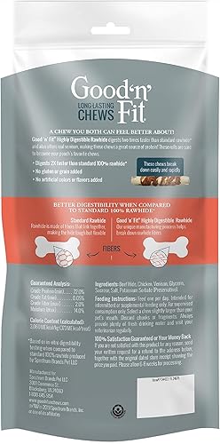 Vista 19 de GOOD 'N' FUN Rollos pequeños hechos con venado real, 10 unidades, cuero crudo altamente digerible para perros, multicolor, número de modelo: P-94431