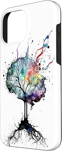 Vista 50 de iPhone 13 Pro Max Watercolor Brain Art, funda de neuronas