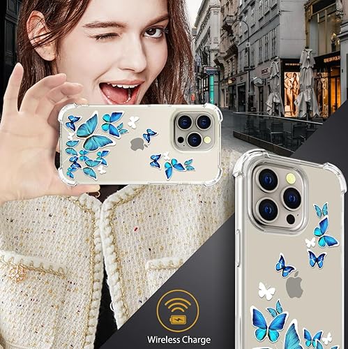 Miniatura 7 de Funda compatible con iPhone 15 Pro Max Cute Butterfly Clear para mujeres y niñas de diseñador, bonita funda de silicona transparente para teléfono,