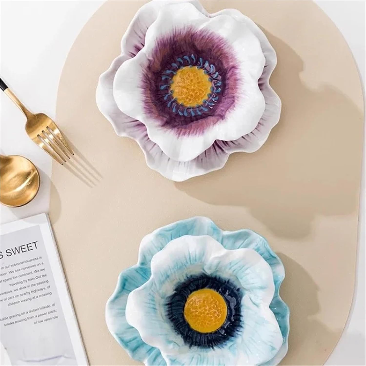 Tea Cup and Saucer Set Flower Shape Mug Set Ceramic Cup Couple Afternoon Tea Coffee Cup Saucer Set Home Office Tea Cup(Green)