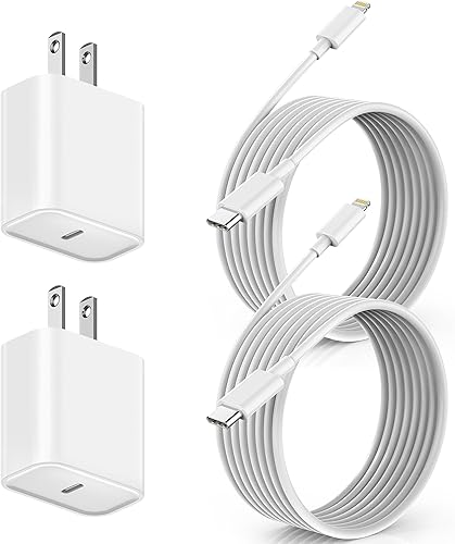 Cable de carga rápida para iPhone, cable largo de carga para iPhone certificado Apple MFi Paquete de 2 cargadores PD USB tipo C para Apple, cable