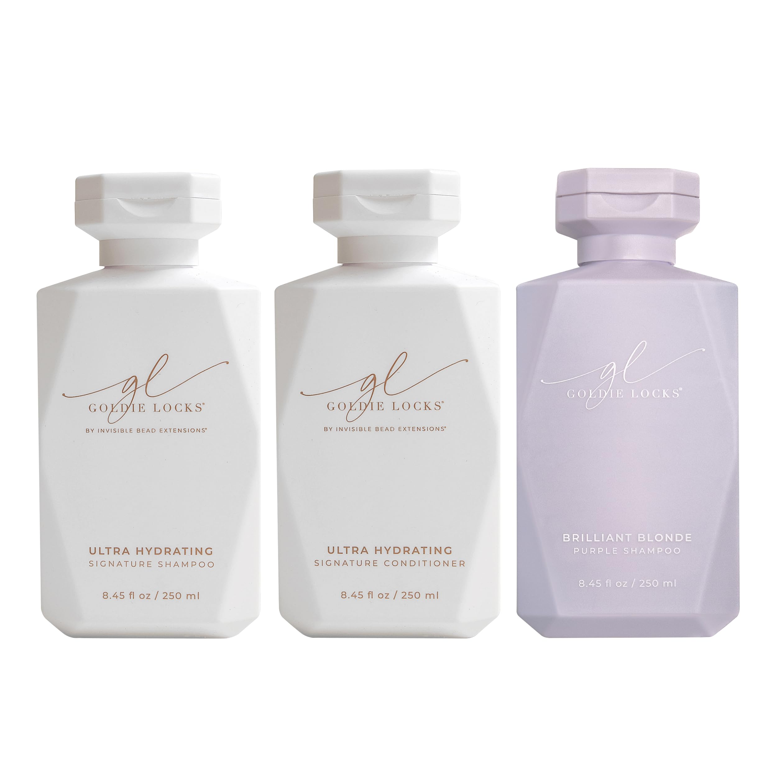 Goldie Locks Ultimate Brilliance Trio, Ultra Hydrating Signature Shampoo & Conditioner Duo with Brilliant Blonde Purple Shampoo, for Vibrant, Healthy Hair, 8.45 Oz