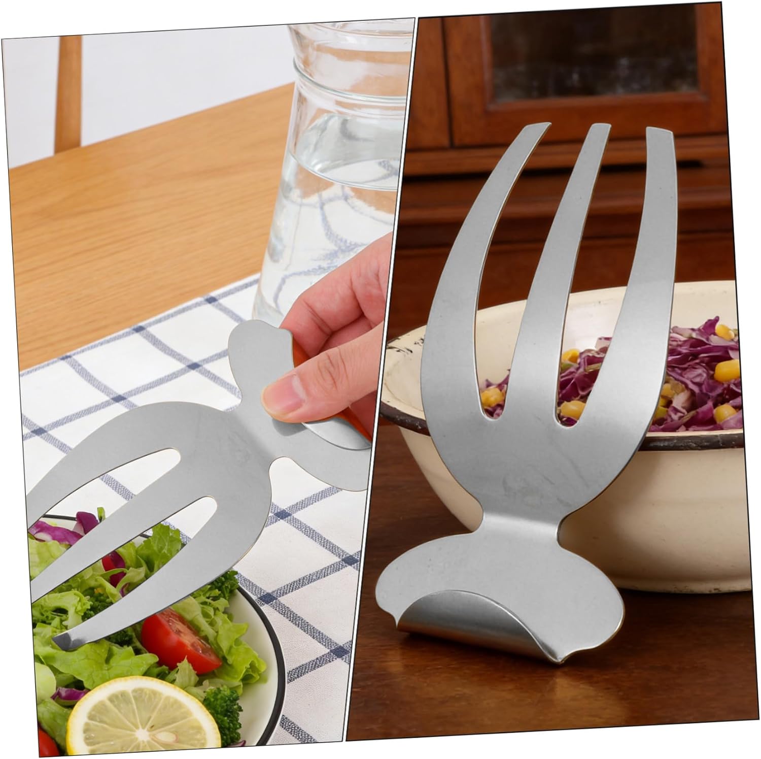 2pcs Stainless Steel Salad Serving Claws Three-prong Design