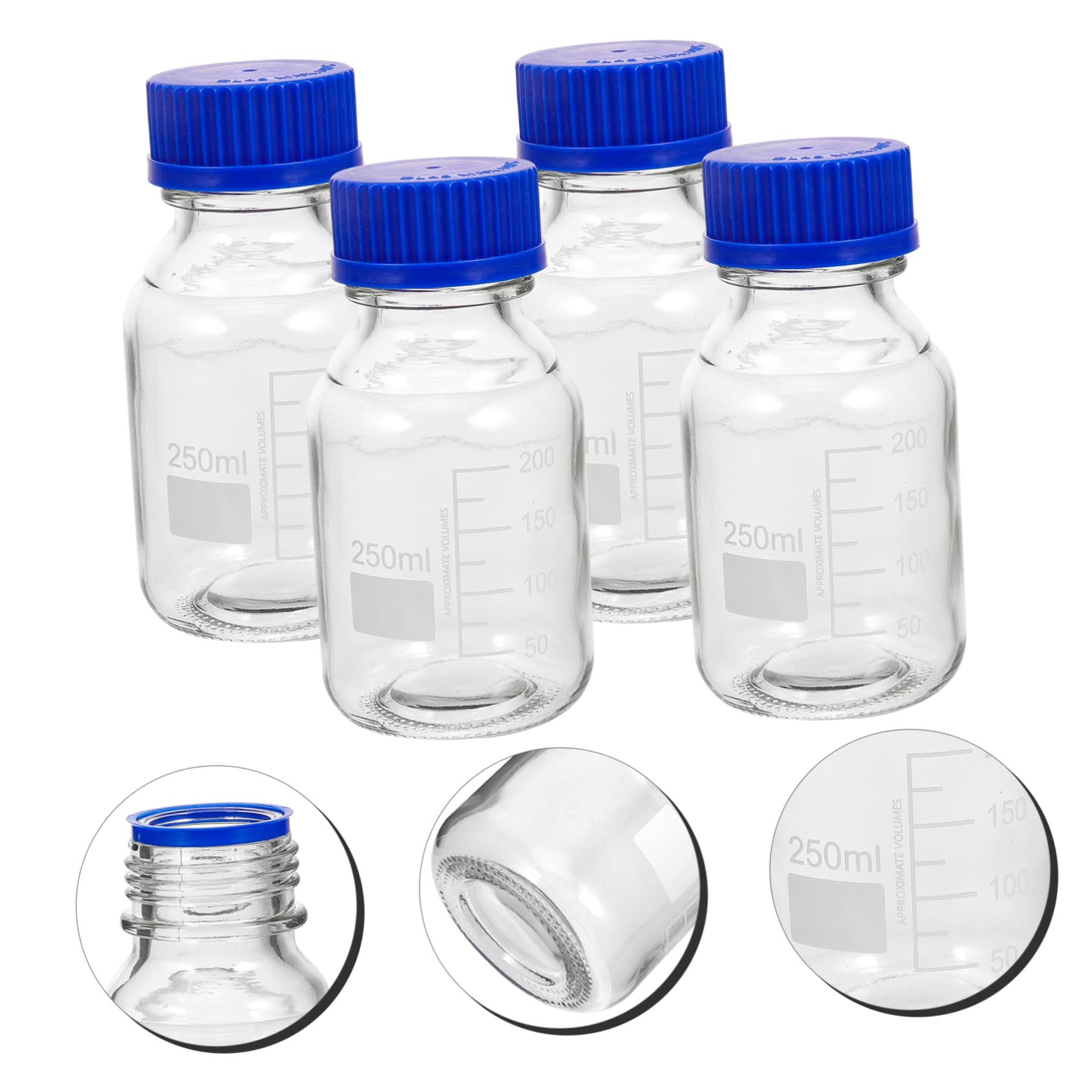 4piezas Botellas De Graduadas Para Reactivos De Botellas De Almacenamiento Transparente Para y