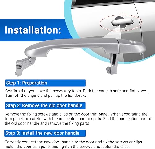Miniatura 5 de Manija de puerta con orificio de cerradura para Nissan Versa 2007-2011 Tiida 82641EL12A N1310130 2007-2011 Tirador de puerta delantera izquierda del