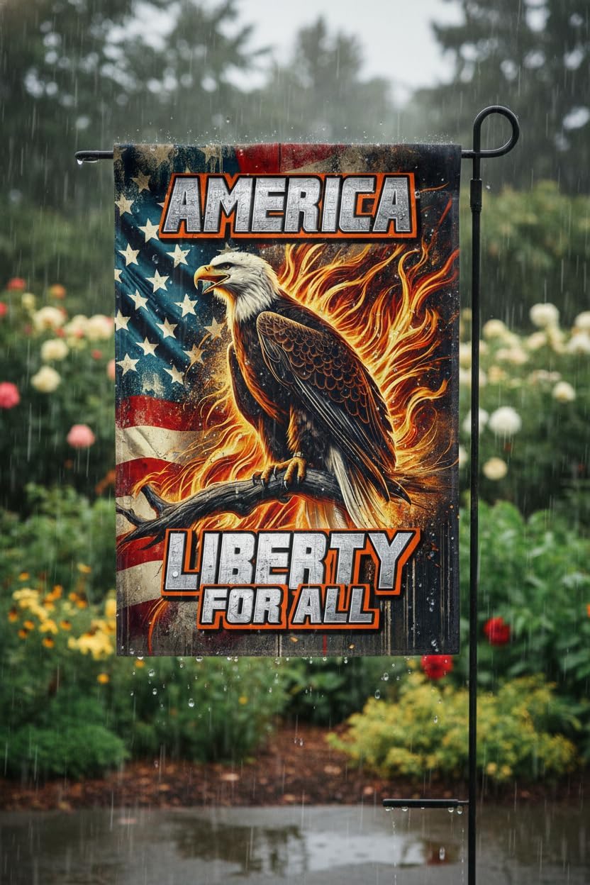 American Eagle Garden Flag 12x18 - "America Liberty For All" Patriotic US Flag Double Sided Outdoor Indoor Decor for 4th of July, Veterans Day, Memorial Day - Image 5