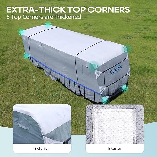 Miniatura 6 de Quictent Funda mejorada para autocaravana clase C, extra gruesa de 6 capas, se adapta a autocaravanas de 29 a 32 pies, transpirable, impermeable, de