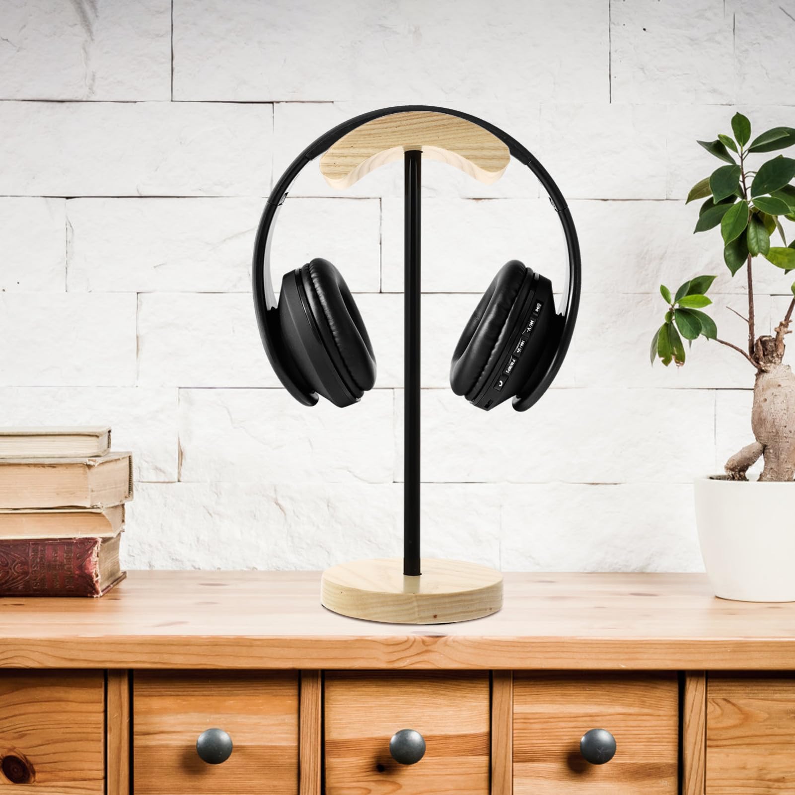 Soporte de Auriculares de Madera para Escritorio Organizador de Auriculares con Diseño Único y Estabilidad para Decoración y Gaming