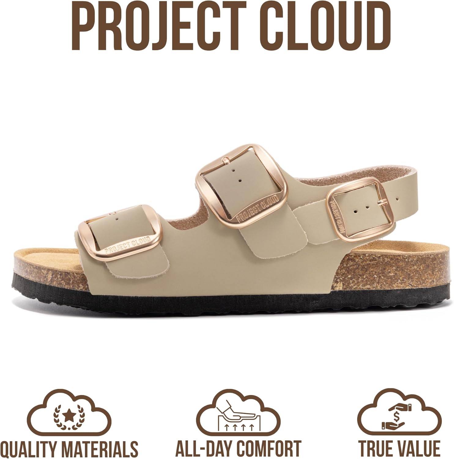 Project Cloud 100% Genuine Leather Beach Sandals for Women 2026 with Lightweight & Comfortable Slides for Women - Non Slip with Memory Foam Slingback Womens Sandals 2026 (Garda)