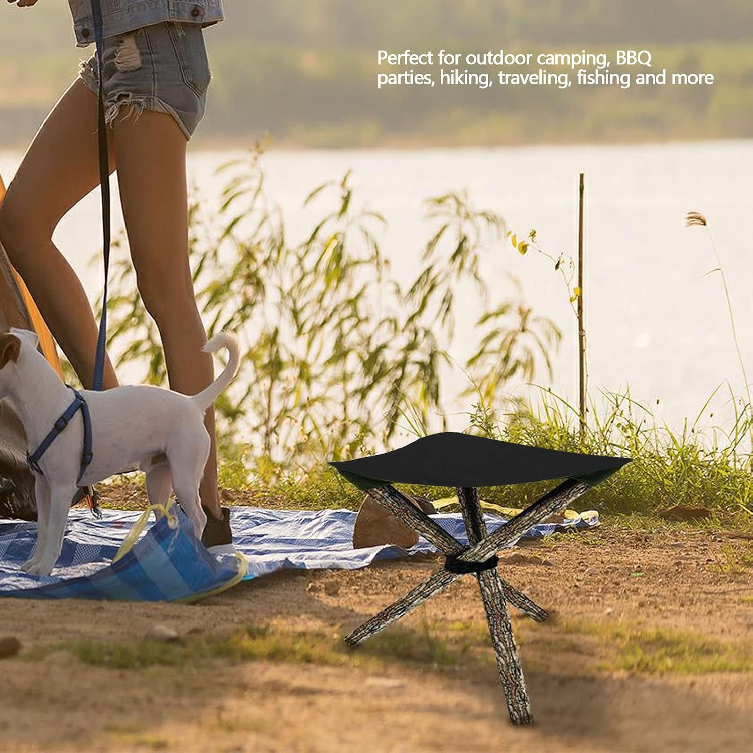 Tripod Stool Cloth, Portable Foldable Camping Chair Cover, Handcraft Anti Scratch Stool Cloth for Outdoor Fishing Hiking Camping (Black)
