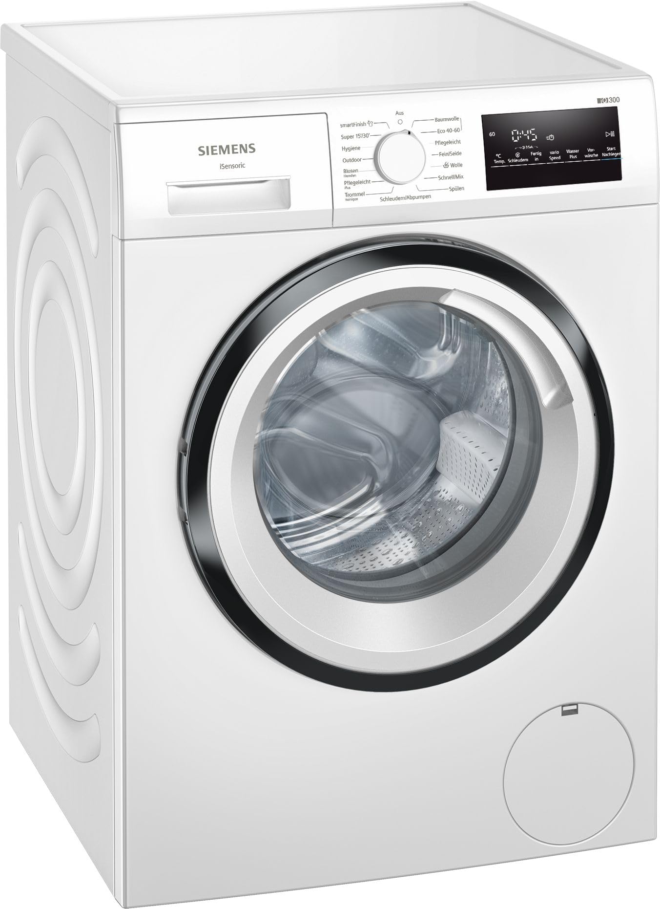 Siemens WM14N225 Waschmaschine iQ300, Frontlader mit 8kg Fassungsvermögen, 1400 UpM, speedPack L, smartFinish, Outdoor-Programm, LED-Display, Weiß, 60cm