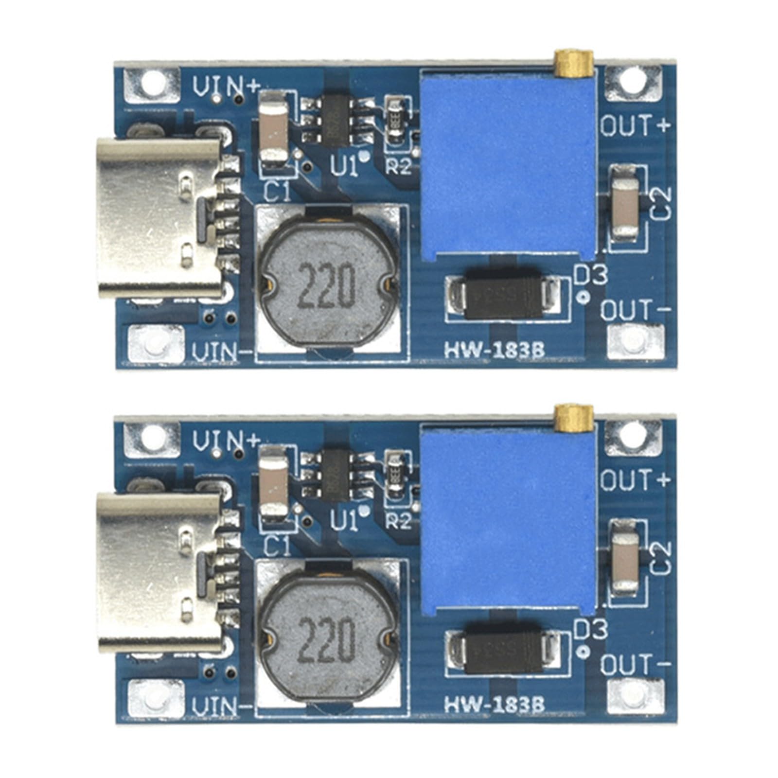 Jazuaiao Efficiency USB/TYPE C Boosters Converters Module 2A Output with USB Type C or Interfaces 2V-24V Input Boosters Converters