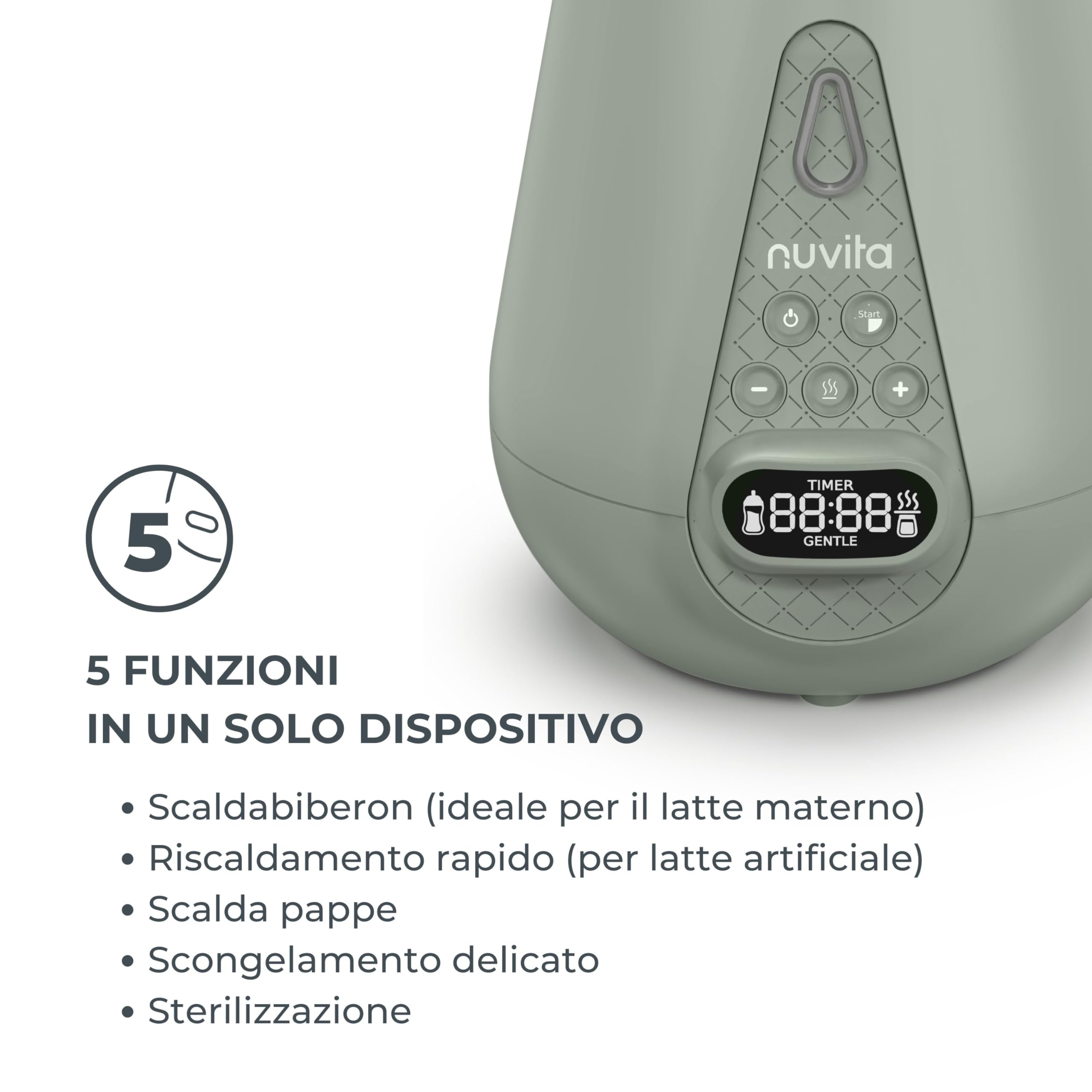 Nuvita 1170 | Scalda Biberon Neonato | Sterilizzatore Biberon | Scaldabiberon Digitale | Scaldabiberon e Sterilizzatore | Scaldalatte Elettrico Neonato | Scaldabiberon Veloce | Scaldapappa Neonati
