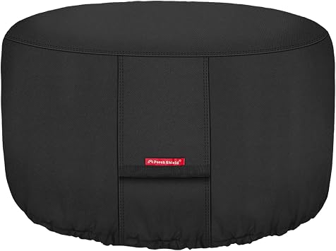 Porch Shield Fire Pit Cover - Waterproof 600D Heavy Duty Fade Resistant Round Patio Fire Bowl Cover Black - 32 inch