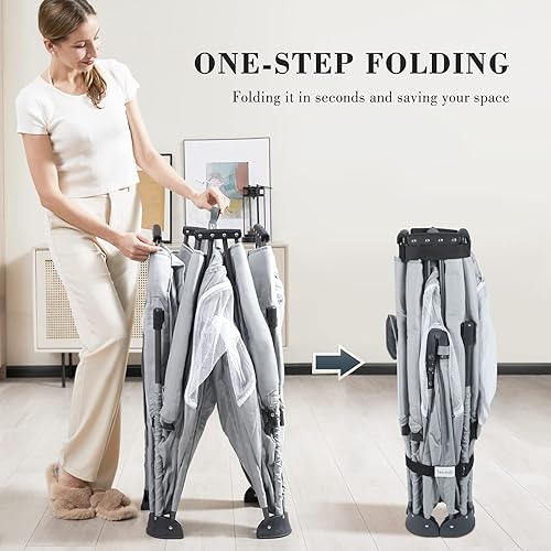 Miniatura 4 de ANGELBLISS Corralito plegable para bebés y niños pequeños, centro de actividades para bebés en interiores y exteriores con malla transpirable