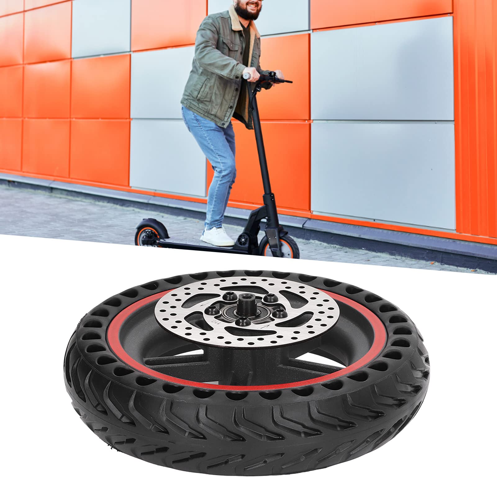 BuyWeek Ruota Posteriore per Pneumatici per Xiaomi M365 1S, in Lega di Alluminio in Gomma con Dotato di Freni a Disco da 110 mm