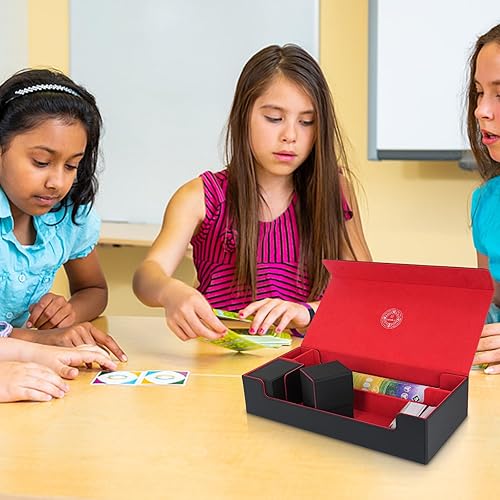 Miniatura 7 de Caja de cartas extra grande de alta calidad con alfombrilla y compartimento para dados, estuche magnético para juegos compatible con